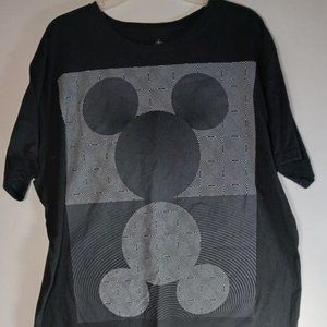Disney Mickey Mouse Ears Logo Spiral Black T-Shirt Size XL Rare